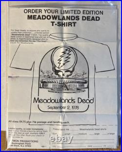 1978 Grateful Dead Meadowlands Dead T-Shirt Order Form Flyer Vintage Deadhead