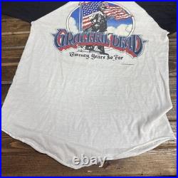 1985 Grateful Dead Raglan Shirt M/L 20 Years GDM CONCERT DATES