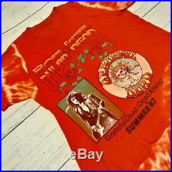 1987 Grateful Dead BOB DYLAN Summer Tour T-Shirt Size XL Or 2XL Tie Dye Vtg Red