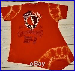 1987 Grateful Dead BOB DYLAN Summer Tour T-Shirt Size XL Or 2XL Tie Dye Vtg Red