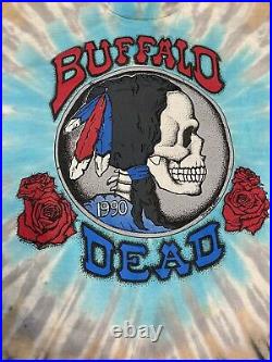 1990 Grateful Dead Buffalo Dead Tour Shirt Tie Dye Single Stitch Liquid Blue L