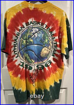 1996 Lithuania Basketball Team Vintage Grateful Dead Tie Dye Shirt Size Large