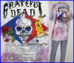 90s Vintage Grateful Dead Summer Tour 94 Tie Dye Sam Concert Skull Tee T Shirt