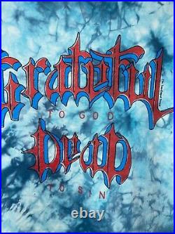 90s Vintage Grateful Dead To God To Sin Parking Lot Two Edged Sword Blue Shirt V
