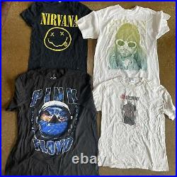 98pc RETRO Vtg NEW ERA Music Band T-Shirt Lot Pink Floyd Led Zeppelin Nirvana