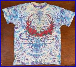 Authentic Grateful Dead Late 90s Skull and Roses Donald Fish Tie-Dye Shirt, Lrg