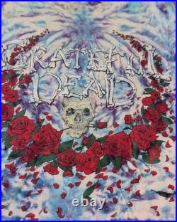 Authentic Grateful Dead Late 90s Skull and Roses Donald Fish Tie-Dye Shirt, Lrg