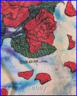 Authentic Grateful Dead Late 90s Skull and Roses Donald Fish Tie-Dye Shirt, Lrg
