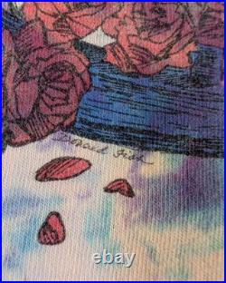 Authentic Grateful Dead Late 90s Skull and Roses Donald Fish Tie-Dye Shirt, Lrg