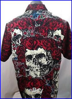 Dragonfly Grateful Dead Large Short Sleeve Shirt Jerry Garcia Rock Skull Roses