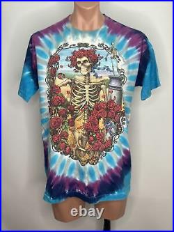 GRATEFUL DEAD 90s Concert T-Shirt VTG 1965- 1995 Liquid Blue Tie Dye 30 Year XL