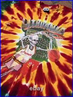 GRATEFUL DEAD LITHUANIA 1992 Vintage Basketball Shirt Liquid Blue Large Tie Dye