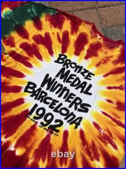 GRATEFUL DEAD LITHUANIA 1992 Vintage Basketball Shirt Liquid Blue Large Tie Dye