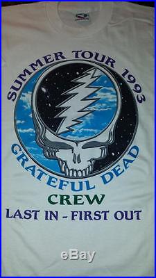 GRATEFUL DEAD Summer Tour'93 Last In First Out Crew T-Shirt STEAL YOUR FACE L