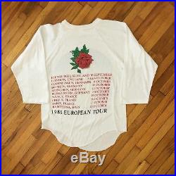 GRATEFUL DEAD Vintage 1981 European Tour T Shirt 80s 3/4 Sleeve Jerry Garcia