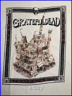 Grateful Dead 1989 Vintage XL Tour Shirt Castle Of Cards Skulls Bones Rose PA MI