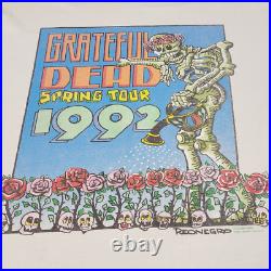 Grateful Dead 1992 Spring Tour Tee Brockum Tag Skeleton Flowers XL