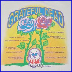 Grateful Dead 1992 Spring Tour Tee Brockum Tag Skeleton Flowers XL
