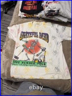 Grateful Dead 1992 Summer Tour All-Over Print White Graphic T-Shirt