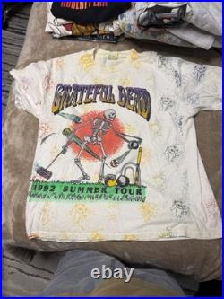 Grateful Dead 1992 Summer Tour All-Over Print White Graphic T-Shirt