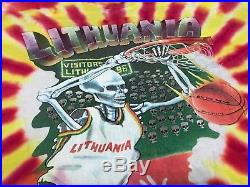 Grateful Dead 1992 Tie Dye Lithuania Basketball Tee Shirt Men's XL Vintage VTG