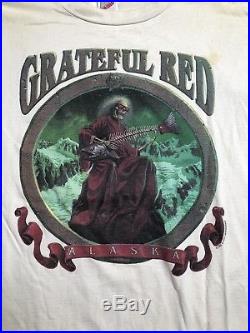 Grateful Dead 1993 Vintage Shirt Alaska Grateful Red Skeleton Salmon