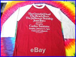 Grateful Dead Beach Boys Carlos Santana Vtg. Concert T-shirt January 13,1980-m