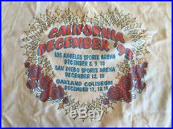Grateful Dead Crew Owned Concert T-Shirt California 1993 L with Backstage Pass