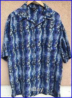Grateful Dead Dancing Bears Hawaiian Shirt Men's XL Blue Silk