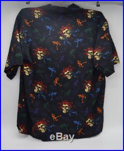 Grateful Dead David Carey Skull & Roses Dancing Skeleton Button Down Shirt Men L