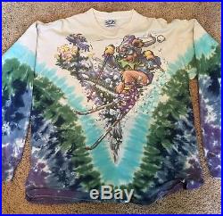 Grateful Dead Downhill Ski Skiing Bear Tie Dye 1996 Shirt XL Long Sleeve Vintage