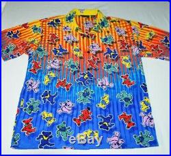 Grateful Dead Dragonfly Mens Button Up Shirt Dancing Bears Psychedelic Color L