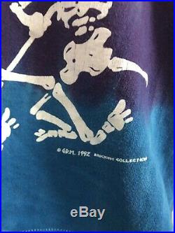 Grateful Dead Jerry VTG Tie Dye T-Shirt Sz XL 90s Sun 1992 Skull All Over Print
