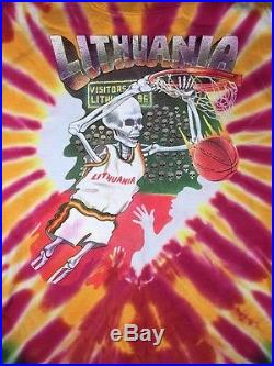 Grateful Dead Lithuania Olympic Basketball T Shirt 1992 Bronze Skullman NBA