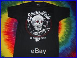 Grateful Dead On The Road Again Stanley Mouse Skull Cigar 1980 Concert T-shirt-m