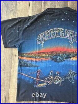 Grateful Dead San Fransico Brooklyn Bridge Vintage 90s AOP Tour Shirt Size XL