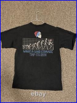 Grateful Dead Shirt Liquid Blue Long Strange Trip Skull Band Men's Large