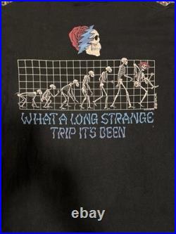 Grateful Dead Shirt Liquid Blue Long Strange Trip Skull Band Men's Large