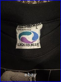 Grateful Dead Shirt Liquid Blue Long Strange Trip Skull Band Men's Large