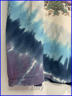 Grateful Dead Shirt Liquid Blue Tie Dye Worn Torn Mens XL Bear Vintage Weathered