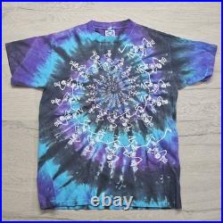 Grateful Dead Shirt Skeleton Single Stitch Tie Dye 1990 Vintage Liquid Blue XL