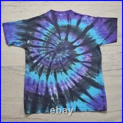 Grateful Dead Shirt Skeleton Single Stitch Tie Dye 1990 Vintage Liquid Blue XL