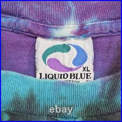 Grateful Dead Shirt Skeleton Single Stitch Tie Dye 1990 Vintage Liquid Blue XL