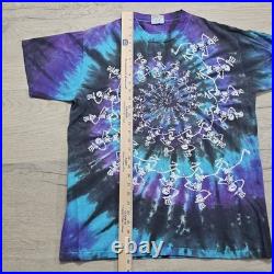 Grateful Dead Shirt Skeleton Single Stitch Tie Dye 1990 Vintage Liquid Blue XL