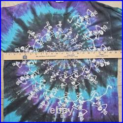 Grateful Dead Shirt Skeleton Single Stitch Tie Dye 1990 Vintage Liquid Blue XL