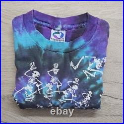 Grateful Dead Shirt Skeleton Single Stitch Tie Dye 1990 Vintage Liquid Blue XL