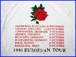 Grateful Dead Shirt T Shirt Vintage 1981 Europe'81 Stanley Mouse Skull Rose XL