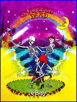 Grateful Dead Shirt T Shirt Vintage 1990 Dancing Skeletons Stars Moon Tie Dye L