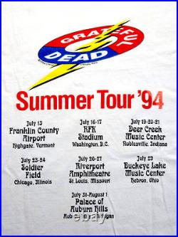Grateful Dead Shirt T Shirt Vintage 1994 Summer Tour Lightning Bolt Roth GDM L