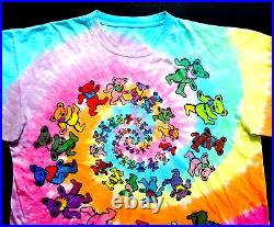 Grateful Dead Shirt T Shirt Vintage 1995 Dancing Bears Spiral GD Tie Dye GDP XL